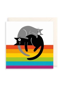 Поздравителна картичка - Котки и дъга